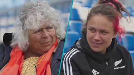 Watch: Miriam Margolyes becomes Black Ferns fan after meeting Ruby Tui