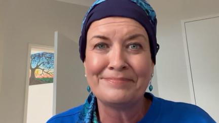 Lorna unveils her newly shaved head following chemotherapy for breast cancer